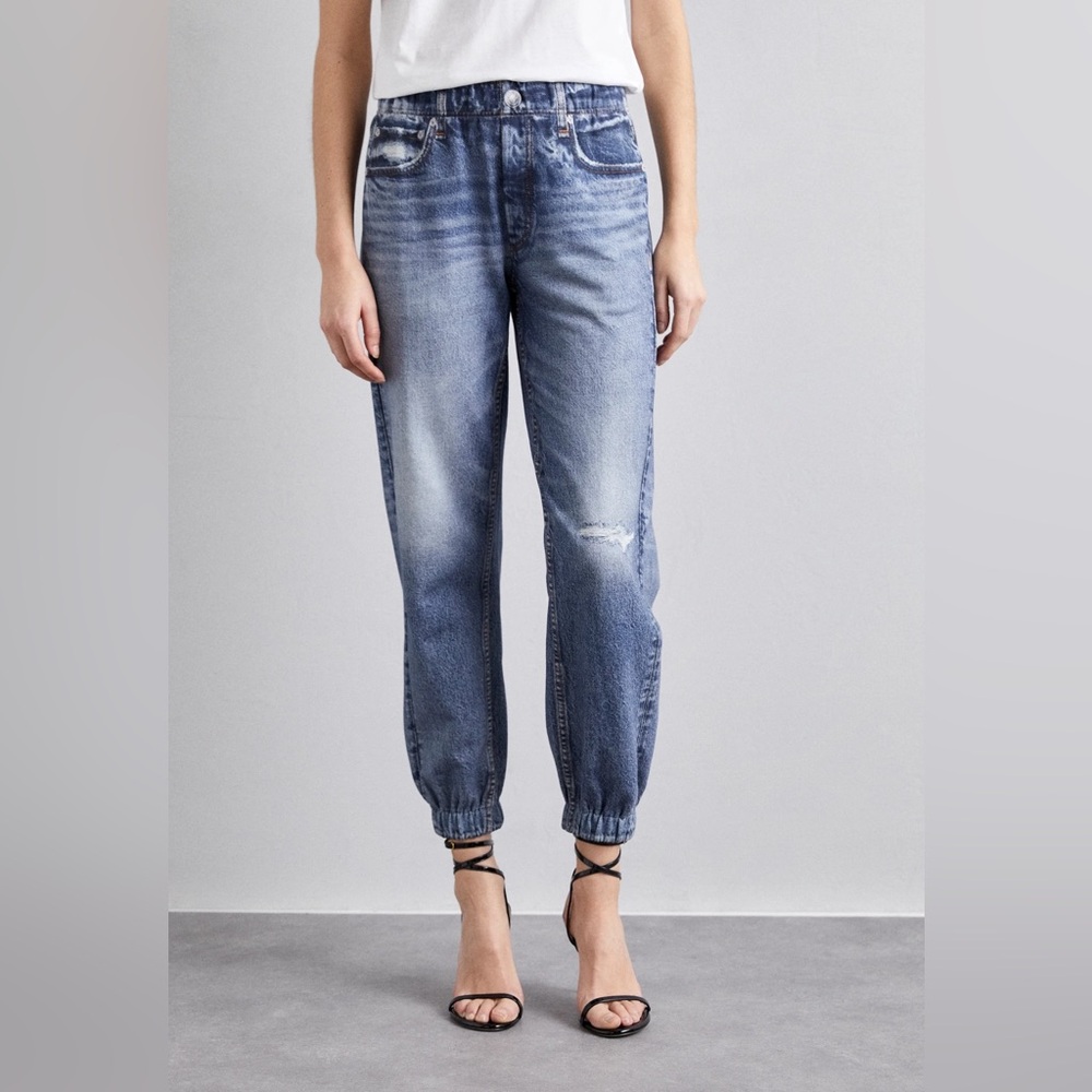 Viral Rag & Bone Miramar Medium Stone Wash Denim-Print Joggers Size Mediun